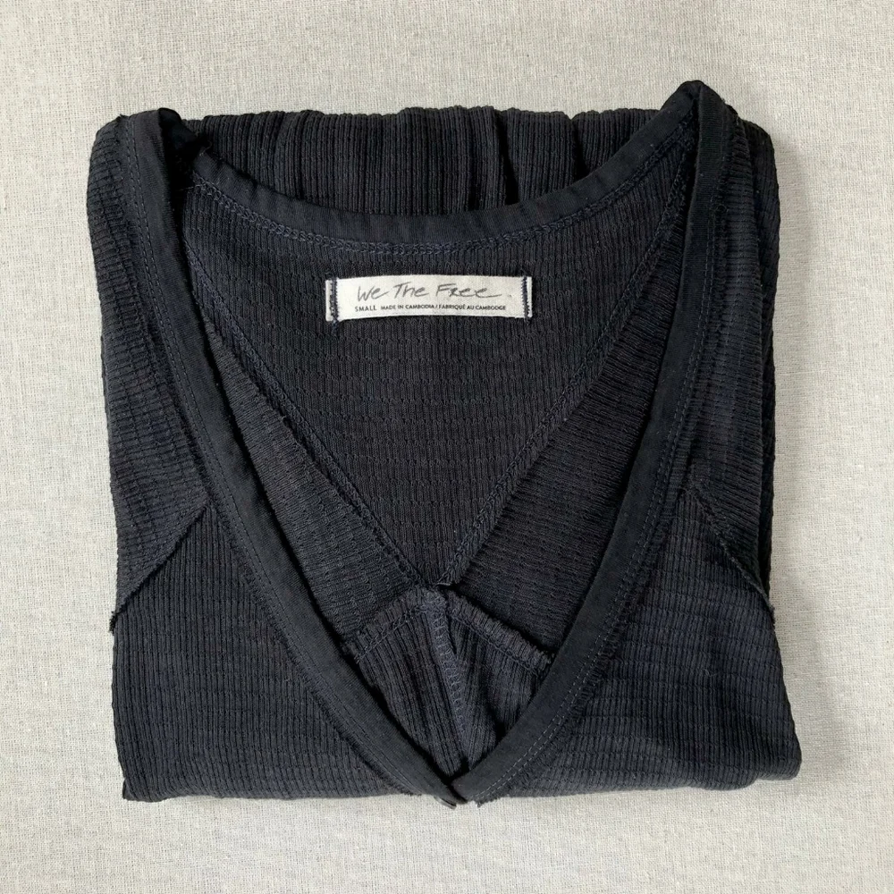 FREE PEOPLE Citrine Black Thermal Top Sz SNWOT!